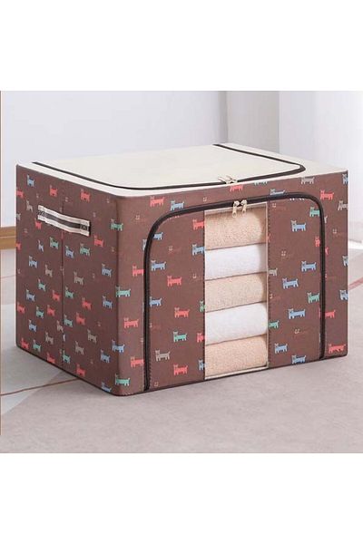 Flippy Storage Box 66 L, Oxford Fabric, 50x40x33 cm, Metal Frame, Plastic Base, Brown