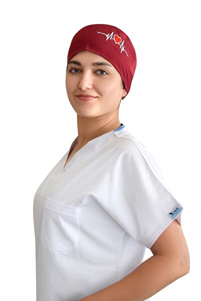 Nur Ortopedi Unisex Bordo Kalp Ritimli Doktor Hemşire Cerrahi Hastane Medikal...