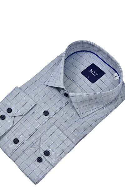 KAMER Чоловіча класична сорочка з довгими рукавами в клітинку 3701 BGL-ST04391