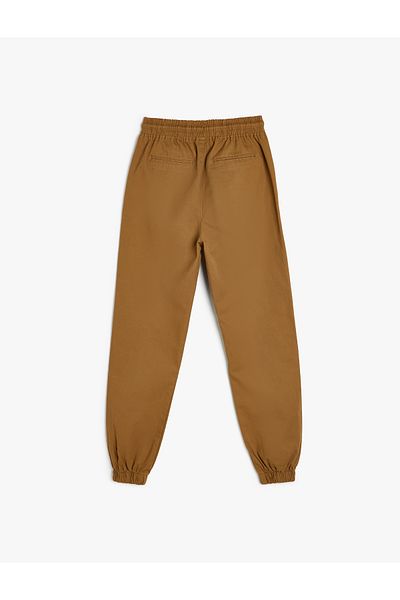 Koton Cotton Jogger Trousers with Tie Waist Pocket Detail