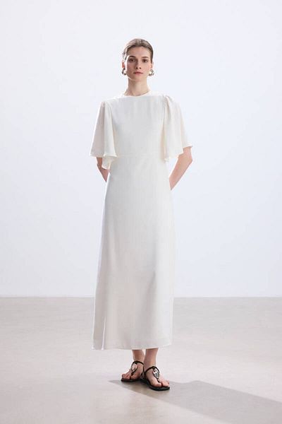 BE BLUE Ekru Romantic Satin Dress