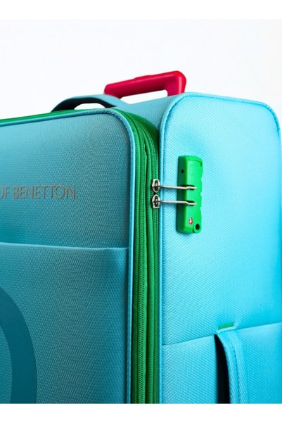 United Colors of Benetton BNTE-50 28 Inch- Checked Luggage with TSA Lock- LIGHT BLUE