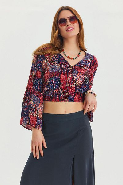 Los banditos Long Sleeve Bohemian Blouse with Gathered Back