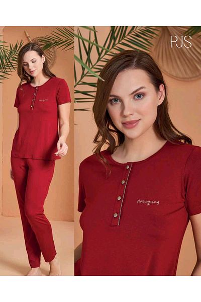 PJS Women's Summer Half Button Pants Suit Size 38-48