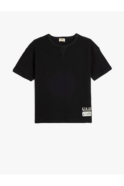 Koton Tricou de bază, cu mânecă scurtă, decolteu, bumbac texturat