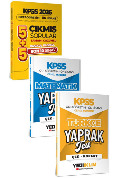 Yediiklim Yayınları 2026 Ortaöğretim-Önlisans GY-GK 5+5 Çözümlü Son 10 Sınav ...