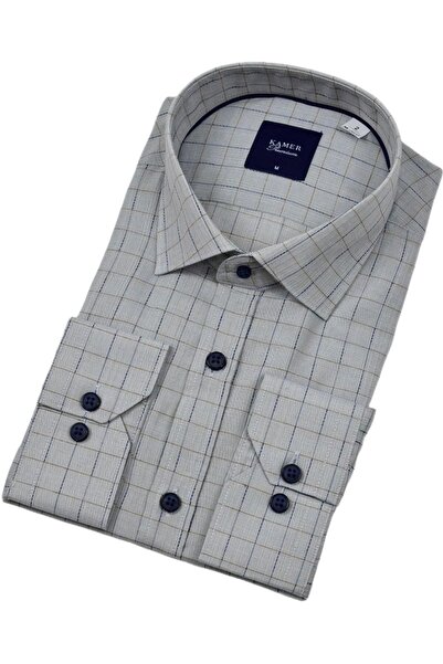 KAMER Чоловіча класична сорочка з довгими рукавами в клітинку 3701 BGL-ST04391