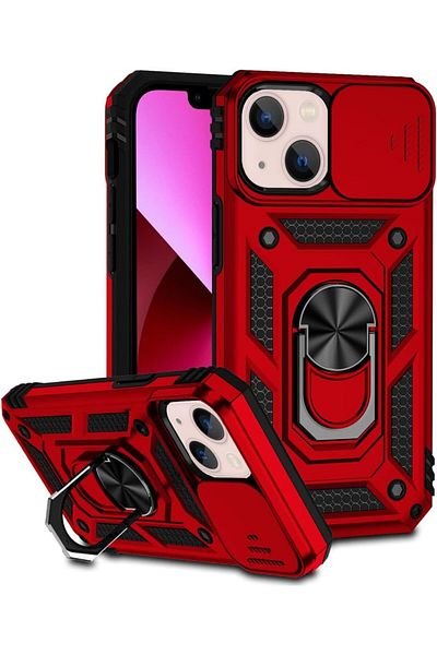Atisijie Protective Case For Iphone 13 , Tpu/metal, Red/black, 6.1 Inches