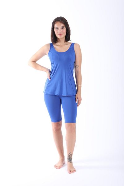 Lio20 Women's Tankini with over the Knee Leggings Blue Swimsuit Set 38-52