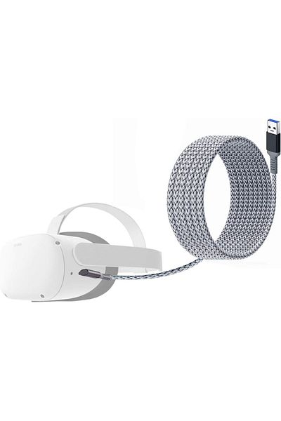 Orzero Cablu de date tip C pentru Quest 2, Quest Link Steam VR Orzero, metal/nailon, alb/negru, 6 m