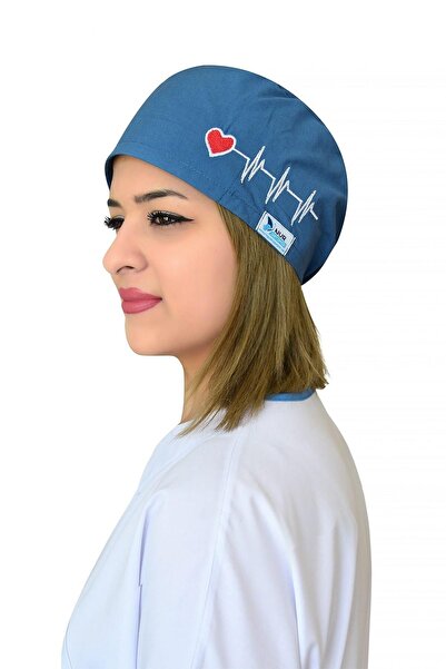 Nur Ortopedi Unisex Petrol Mavi Kalp Ritimli Hemşire Aşçı Doktor Cerrahi Medi...