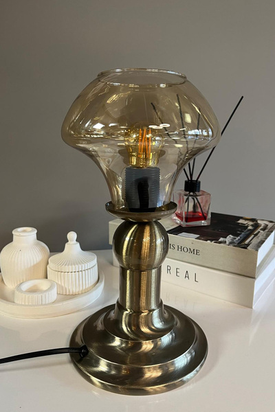 Bamyum Melk Cam Bal Rengi Masa Lambası Dekoratif Masaüstü Aydınlatma Hol Abaj...