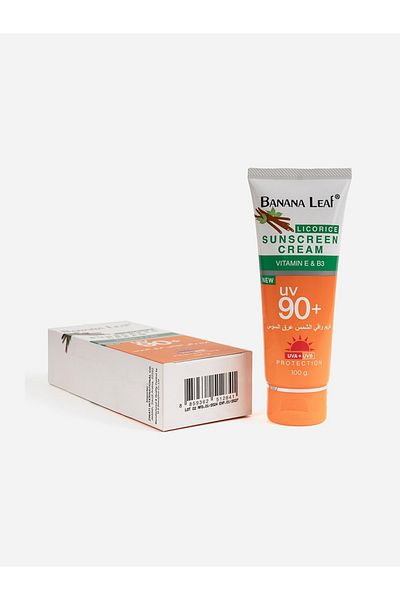 Banana Leaf 100g Licorice Sunscreen Cream Vitamin E & B3 -uv90
