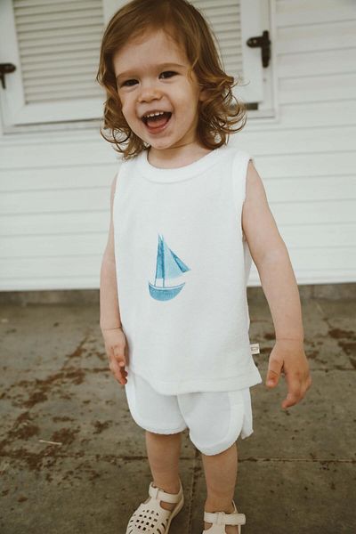 Oh La La Koala For Little Ones Sailing Print Towel Shorts Set