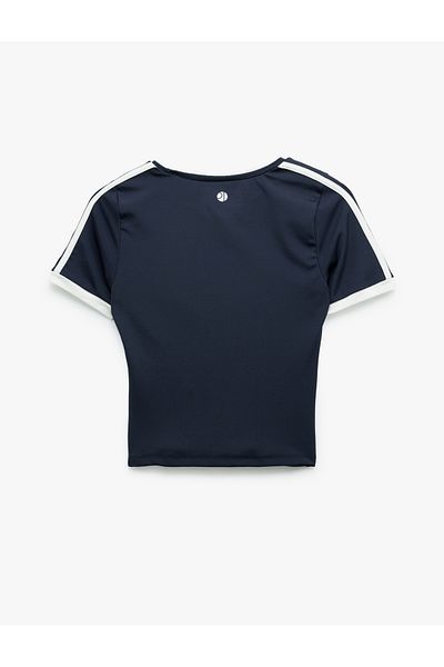 Koton Short Sleeve Crew Neck Window Detailed Striped Sports T-Shirt