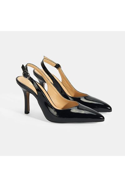 Desa Women's Black Patent Leather Heeled Shoes
