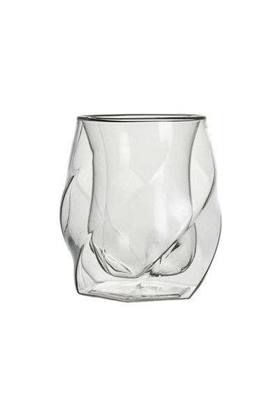 OEM Pahar cu pereti dubli, twisted, transparent, confortabil si usor de manevrat, 6.5 x 9.5 x 7 cm