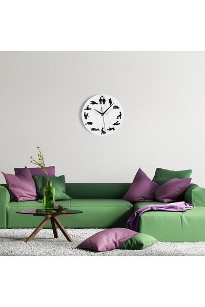 OEM Ceas decorativ de perete, design Kamasutra, alb, 30 cm