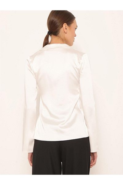 Coral Ecru Satin Blouse - Lacing Detail