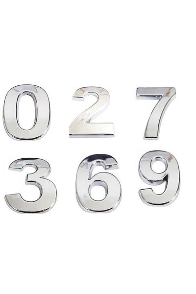 ForWhat 3 قطع 2.5 سم مجموعة أرقام باب الخزانة البلاستيكية المطلية بالكروم لديكور المنزل والمكتب