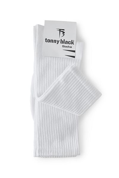 Tonny Black Unisex Λευκές 2 ζευγάρια απλές βαμβακερές κάλτσες τένις