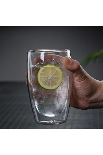 OEM Coffee cup, double-walled, 450 ml, transparent, dimensions: 5 x 14 x 8.5 cm