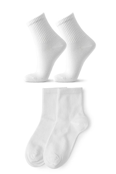 Tonny Black Unisex Λευκές 2 Ζεύγη απλές βαμβακερές κολεγιακές κάλτσες