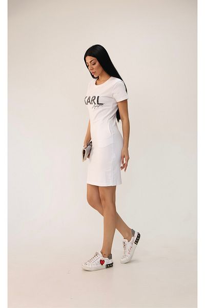 Koza Butik Rochie de damă cu mânecă scurtă cu imprimeu cu piatră 9771