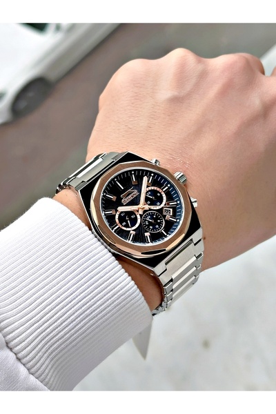 Slazenger Function Silver Color 10 Atm Waterproofing Steel Cord Steel Case Men's Wristwatch 2398.02