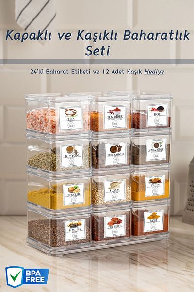 Nandy Home 12 Piece Spice Bowl Set with Label and Spoon