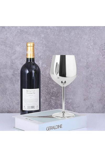 OEM Pahar pentru vin, Shiny Silver, otel inoxidabil, rezistent la coroziune, argintiu, 500 ml