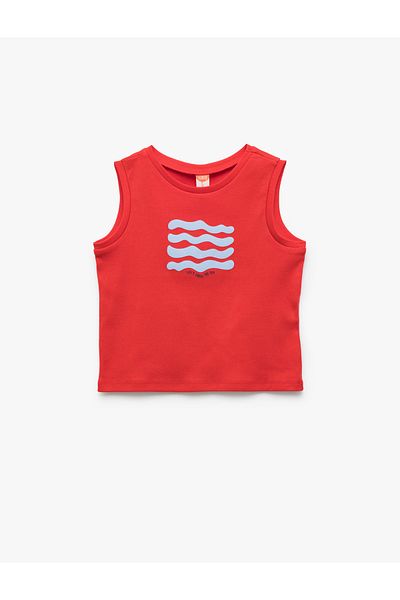Koton Short Sleeve Cotton Ribbed Crew Neck Printed Undershirt