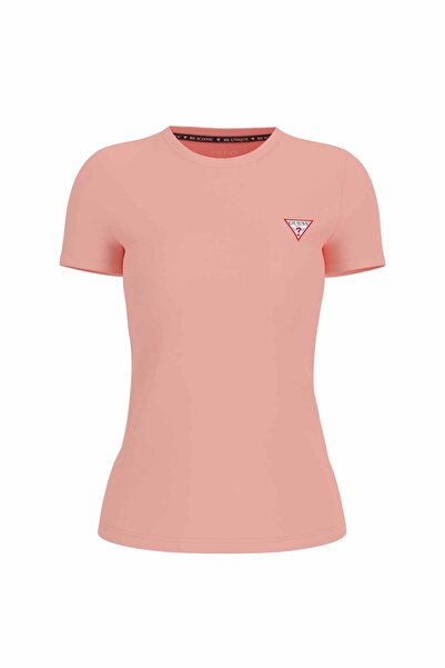 Guess Γυναικείο μπλουζάκι SS Cn Mini Triangle - Ροζ