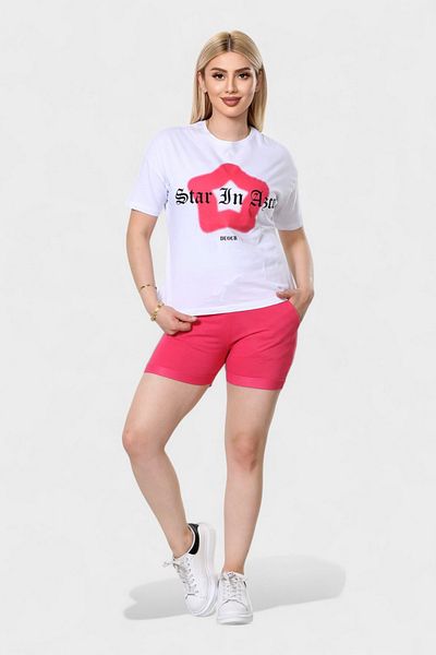 NEWCO set de pantaloni scurți și tricou confortabil din țesătură, cu buzunare imprimate cu stele
