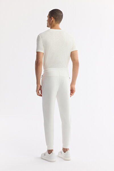 Avva Erkek Beyaz Beli Lastikli Bağcıklı Yandan Fermuarlı Cepli İnterlok Jogger B003400