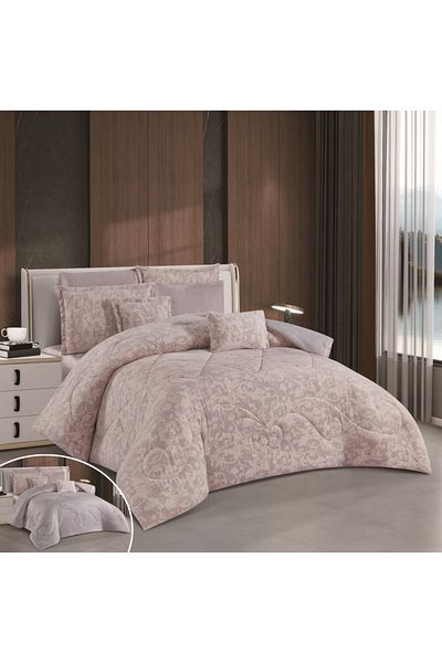 HOURS Horse Fur and Velvet Winter Double-Sided Comforter Set with Durable and Soft Fabric and Heavy Filling, 8 Pieces, King Size