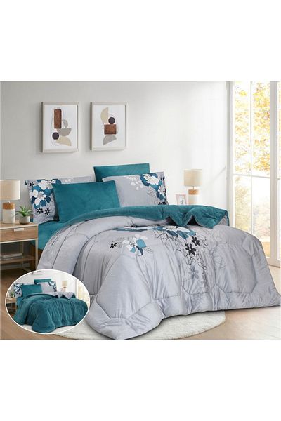 HOURS Horse Fur Winter Double-Sided Comforter Set with Durable and Soft Fabric and Heavy Filling, 6 Pieces, King Size