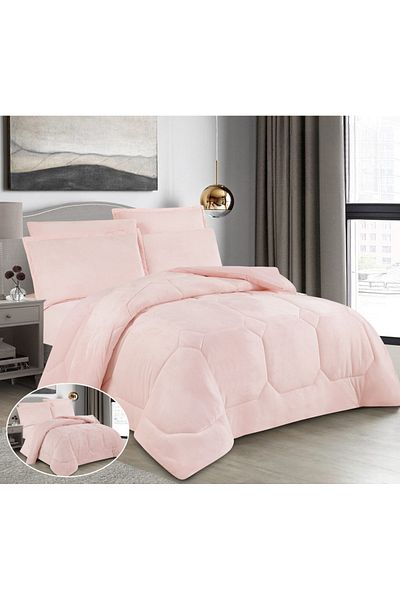 HOURS Horse Fur Winter Double-Sided Comforter Set with Durable and Soft Fabric and Heavy Filling, 6 Pieces, King Size