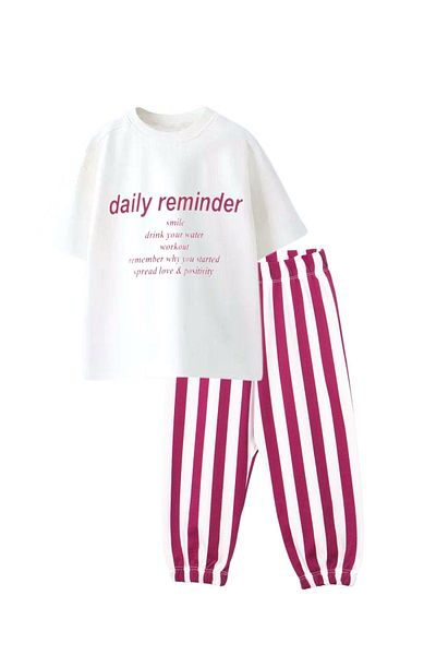 Daisy Dolly Unisex Cotton Stripe Detailed Bottom Top Set