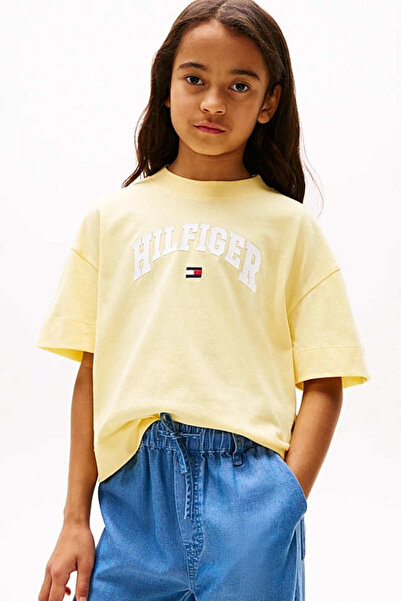 Tommy Hilfiger Kız Çocuk Th Varsity Melange Archive T-Shirt - Sarı