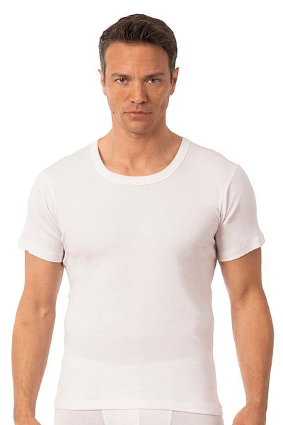 ÖZKAN underwear Özkan 0059 6 Pack Men's 100% Cotton Single Jersey Fabric Open Neck Half Sleeve Undershirt