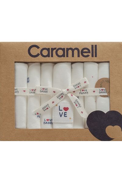 Caramell 7 Pack Baby Wipes 100% Cotton Combed Baby Mouth Wipes 20X20 cm Gift