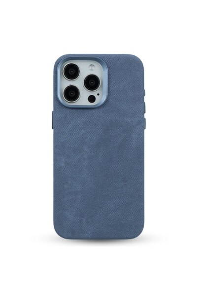 megaMobile Husă megaMOBILE® DENIM pentru iPhone 16 Pro, albastru inchis