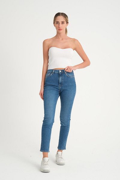 BPF Pantaloni slim cu talie mijlocie cu picior drept pentru femei