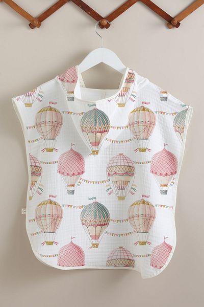 Tuğba Kuğu 4 Layer Muslin Poncho - Pink Air Balloons