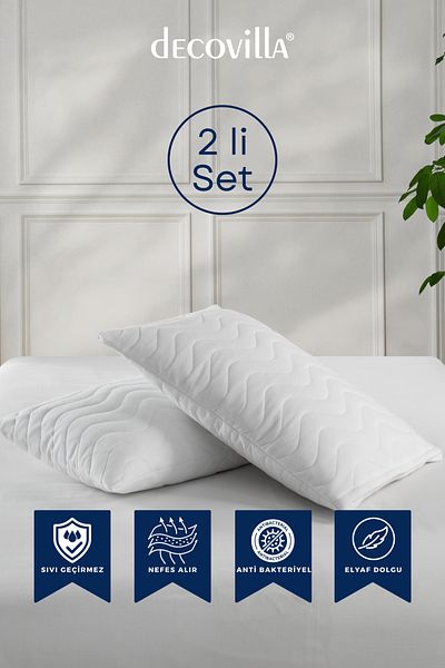 Decovilla Micro Quilted Pillow Cushions Liquid Proof Σετ μαξιλαριών 2 τεμαχίων 50x70