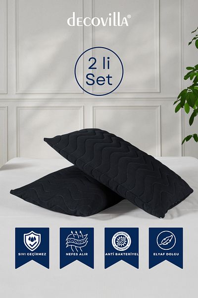Decovilla Micro perne matlasate Set de 2 protectoare de perne rezistente la lichide 50x70
