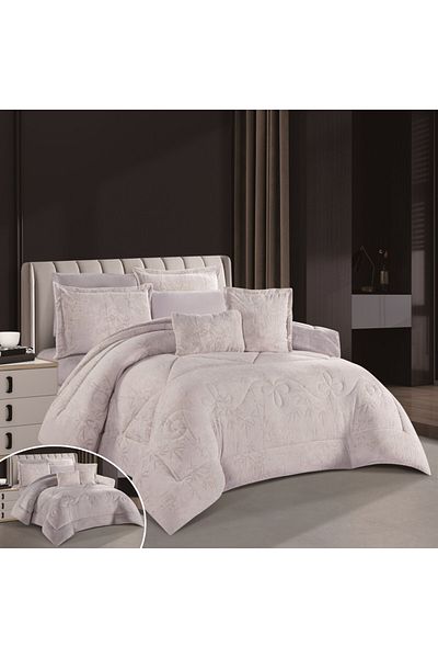 HOURS Horse Fur and Velvet Winter Double-Sided Comforter Set with Durable and Soft Fabric and Heavy Filling, 8 Pieces, King Size