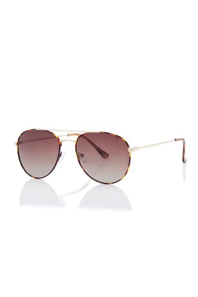 Lee Cooper Polarized Sunglasses Gold Frame Gradient Brown Mirror Lens 56mm - LC1205C02