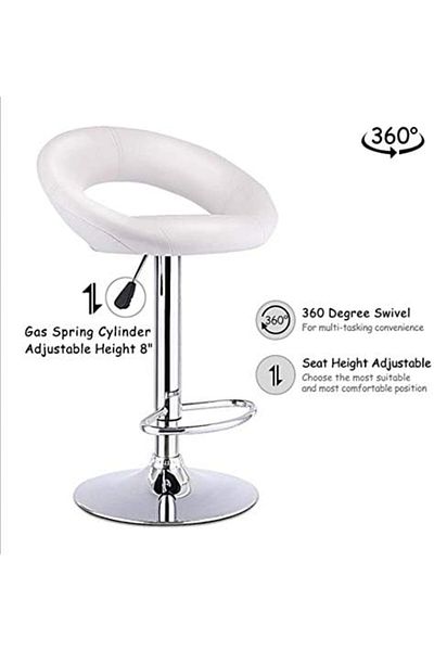 MAPLE HOME DECORATION Power Pu Adjustable Height Bar Stool Swivel Hydraulic Bar Chair With Backrest 360° Upholstered Seat